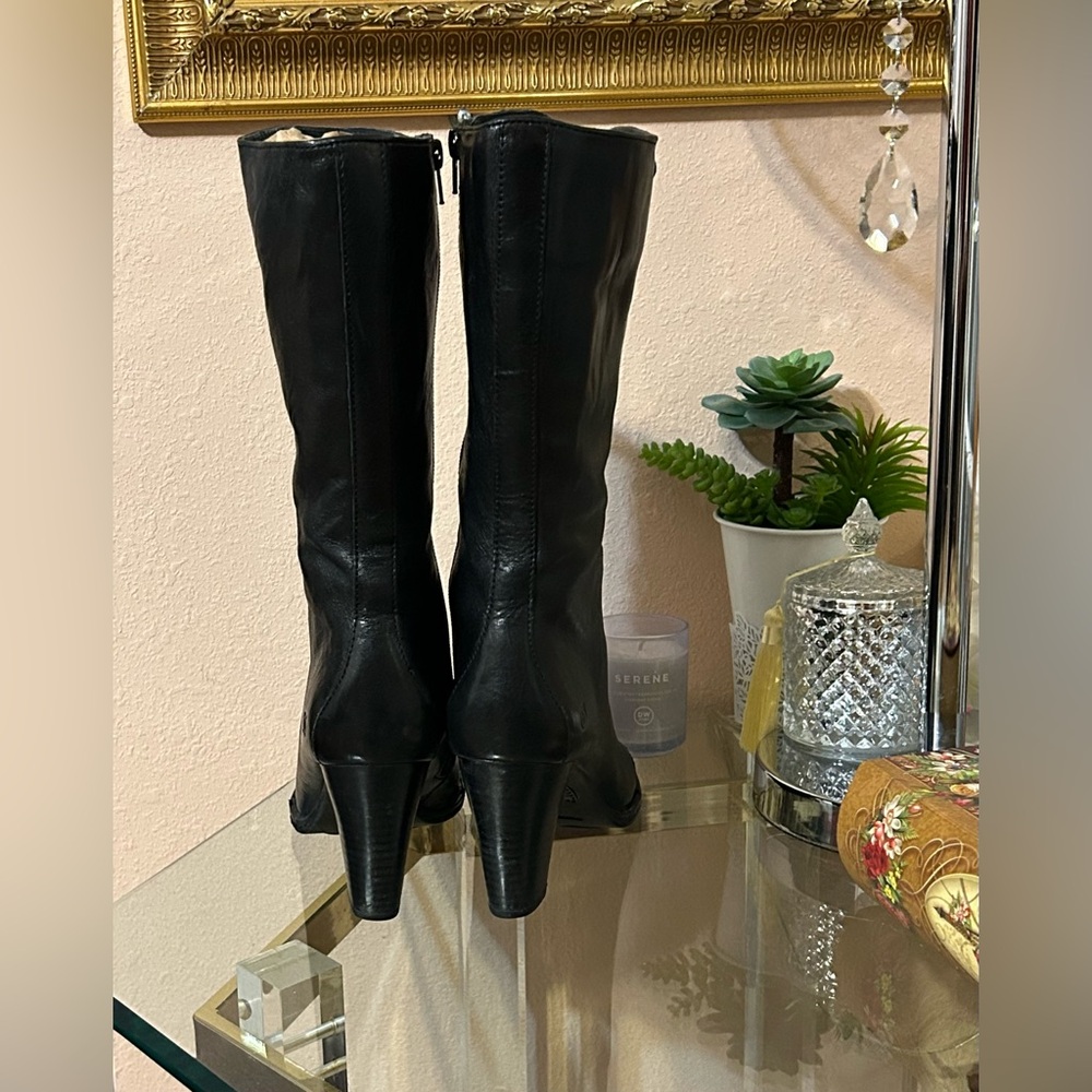 Vintage Born Black Leather Granny Lace Up Boots Size 9.5 - Picture 8 of 13